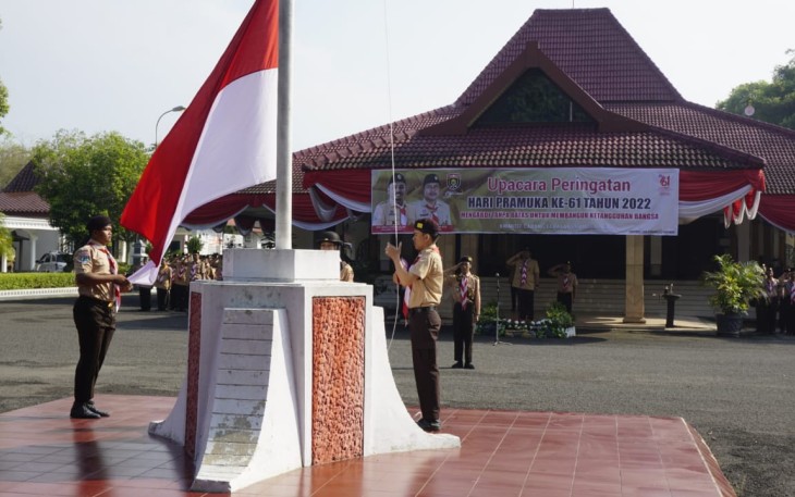 Upacara bendera hari Pramuka Ke-61 di kantor Bupati Ngawi