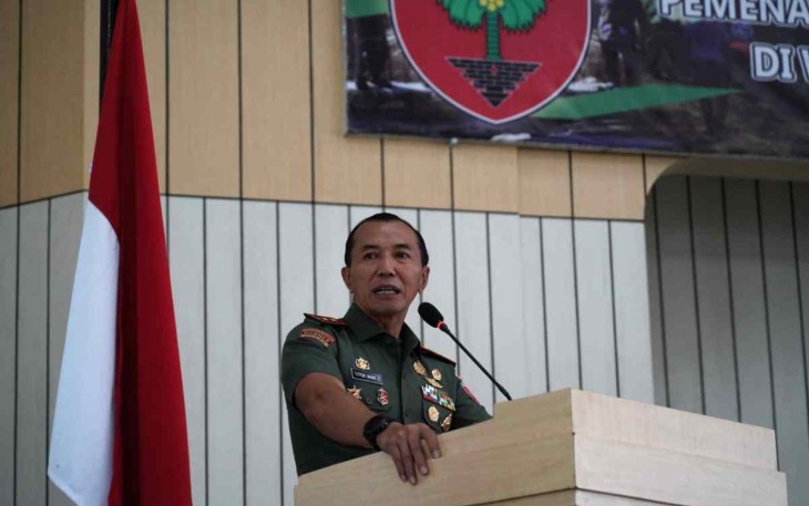 Pangdam XIV/Hsn Mayjen TNI Totok Imam Santoso saat memaparkan tujuan TMMD, Rabu (21/9)