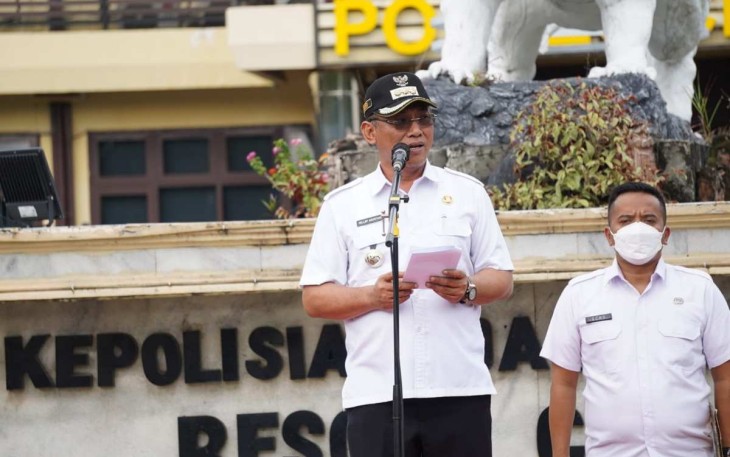 Walikota Cilegon Helldy Agustian saat memaparkan 3 pedoman penguatan kesiapsiagaan hadapi bencana