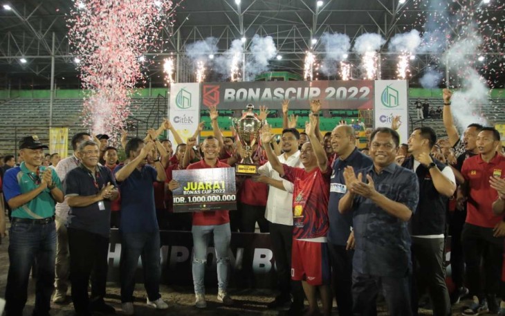 Tim PSAD Bukit Barisan saat merayakan kemenangan di ajang Bonas Cup 2022