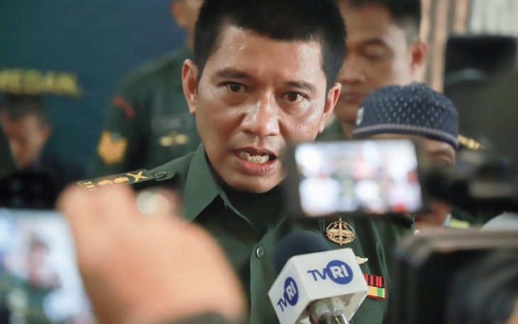 Kapendam I/BB Kolonel Inf Rico J Siagian saat memberikan keterangan pers 