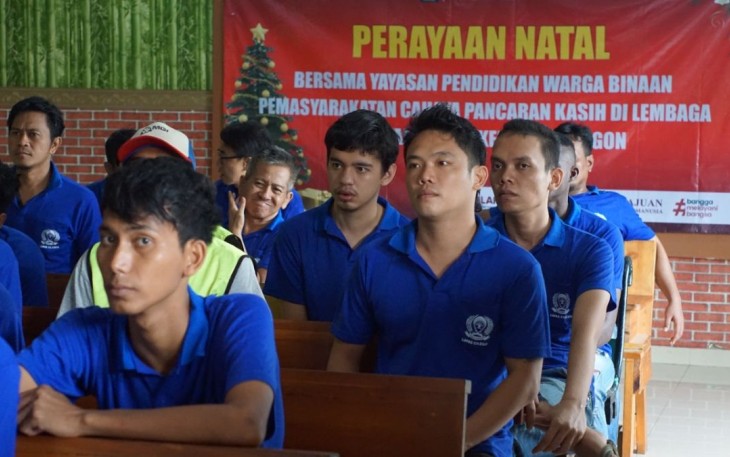 Ibadah sambut perayaan Natal warga binaan lapas Cilegon, Rabu (7/12)