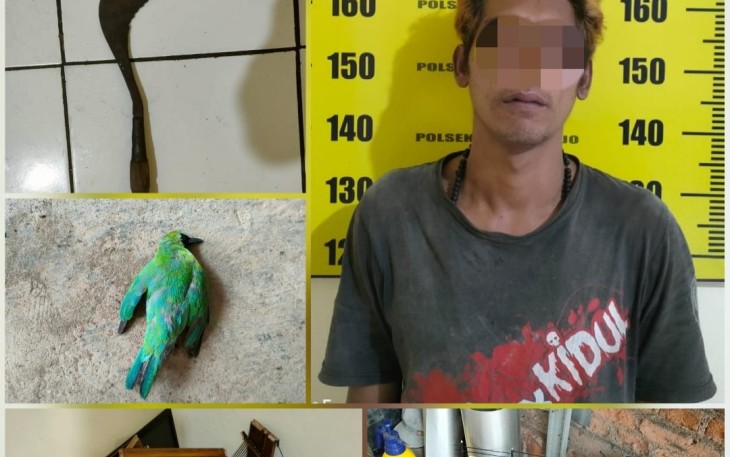 Pelaku JW, beserta barang bukti