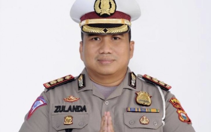 Kasatlantas Polrestabes Makassar saat memberikan himbauan pemudik di Mapolrestabes. Sabtu (07/05/2022)