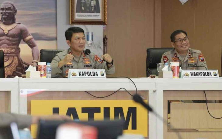 Kapolda Jatim Irjen Pol Nico Afinta saat pimpin rakor kesiapan malam puncak Gebyar Nusantara Gemilang Jawa Timur 2022