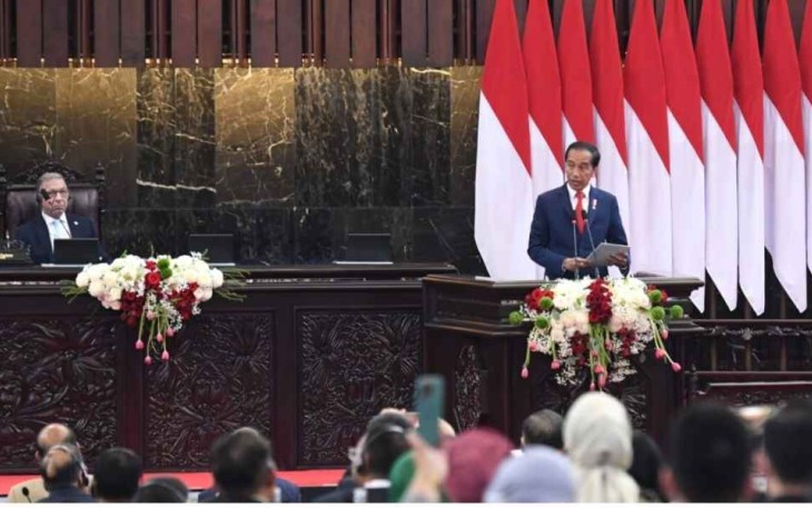 Presiden Joko Widodo membuka Sidang ke-8 Pertemuan Ketua Parlemen G20 atau The 8th G20 Parliamentary Speakers’ Summit (P20) di Ruang Rapat Paripurna, Gedung Nusantara MPR/DPR/DPD RI, Jakarta, Kamis (6/10)