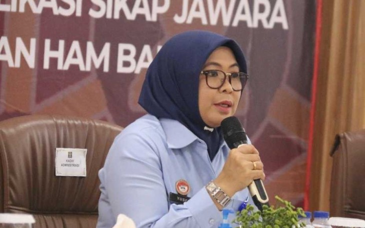 Kadiv Administrasi Yusfini saat sosialisasi fitur M-Huknis 