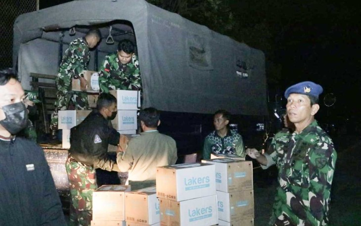 Bantuan kemanusiaan lanud Husein Sastranegara Bandung untuk korban gempa bumi di kabupaten Cianjur 