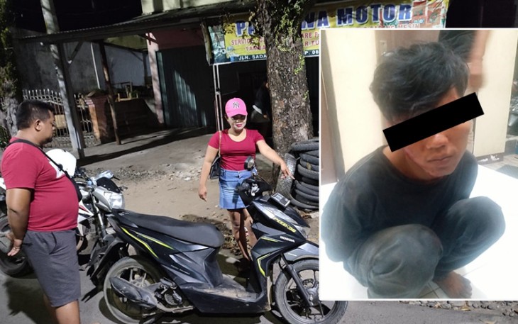TKP dan tersangka (kanan) saat diamankan polisi