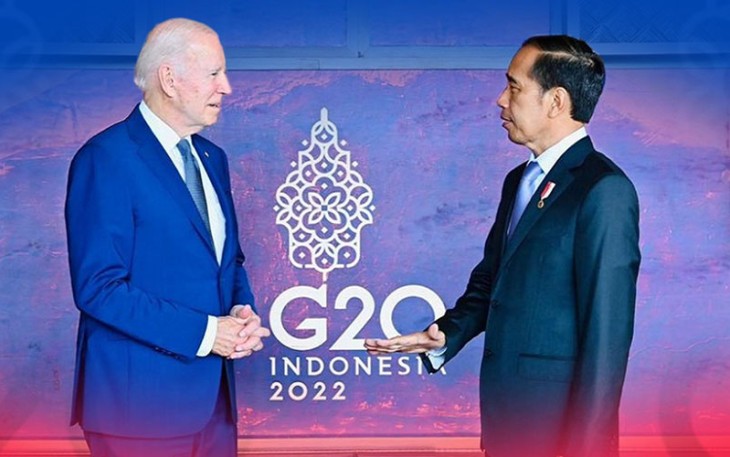 Presiden Amerika Serikat Joe Biden saat bersama Presiden Jokowi