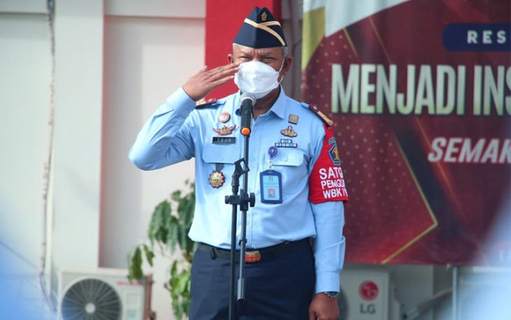 Tejo Harwanto, Kakanwil Kemenkumham Banten saat pimpin apel Kantor Wilayah Kemenkumham Banten, Senin (05/09/2022).