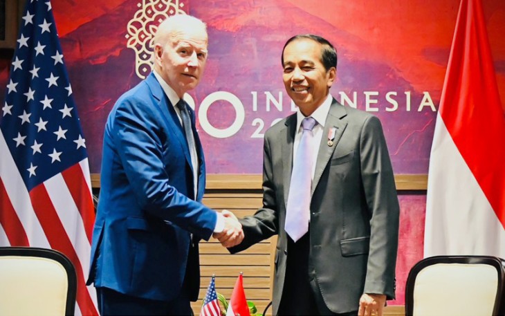 Presiden Jokowi saat bertemu Presiden Amerika Serikat Joe Biden.
