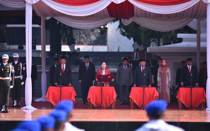 Puan saat membacakan ikrar Peringatan Hari Kesaktian Pancasila 2022
