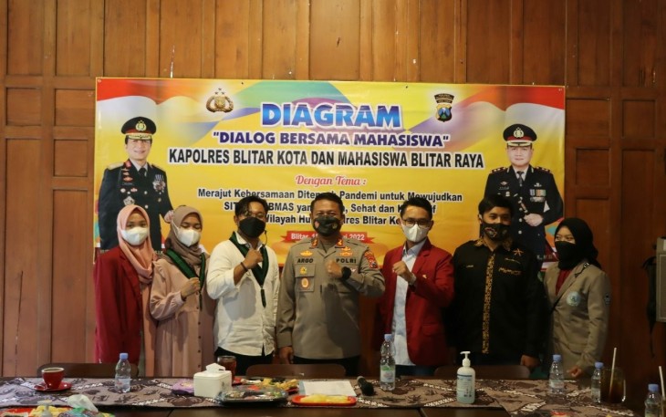 Kapolres Blitar Kota AKBP Argowiyono (tengah) Bersama Perwakilan Mahasiswa 