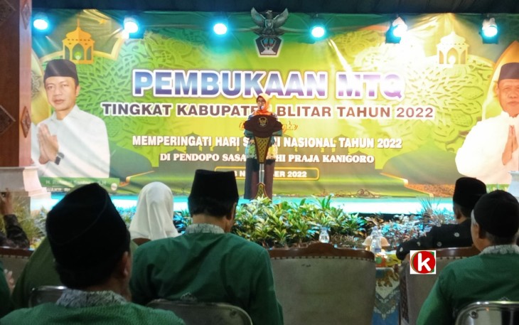 Bupati Blitar Rini Syarifah Buka MTQ Tingkat Kabupaten Blitar Tahun 2022 (foto : Faisal NR / Klikwarta.com)