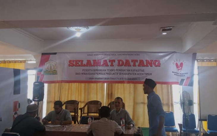 “Bimtek Penguatan Kapasitas wirausaha (kriteria khusus II) di Kabupaten Aceh Timur 2022”. 