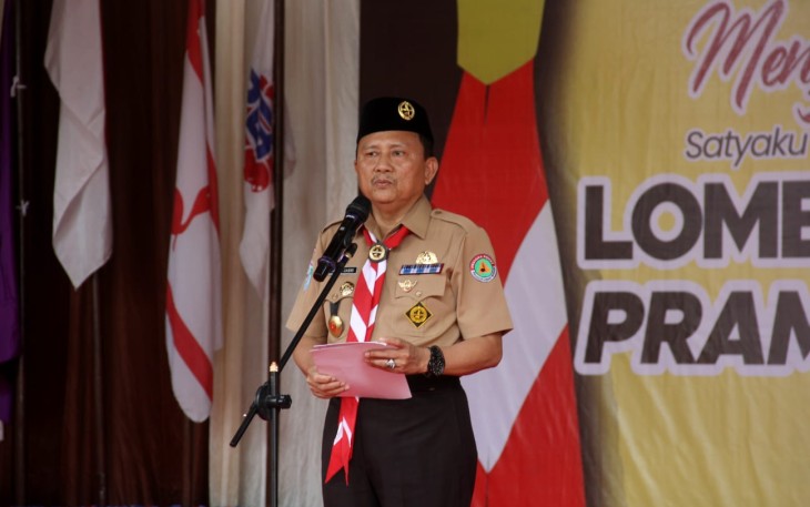 Sekda Provinsi Bengkulu Hamka Sabri saat membuka secara resmi LCT Pramuka Penegak Tingkat Daerah