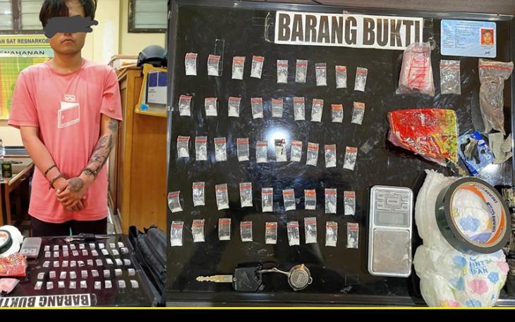 Tersangka dan barang bukti saat diamankan polisi