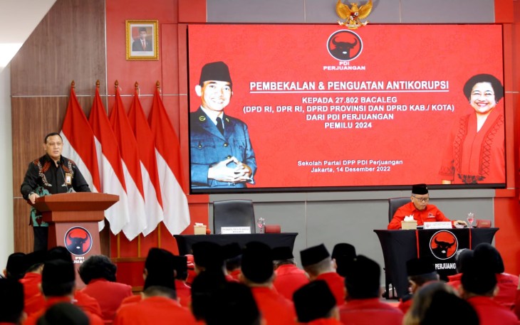 Pelatihan antikorupsi bagi Bacaleg dari PDI Perjuangan ini digelar di sekolah Partai PDIP Lenteng Agung, Jakarta, Rabu (14/12/2022).