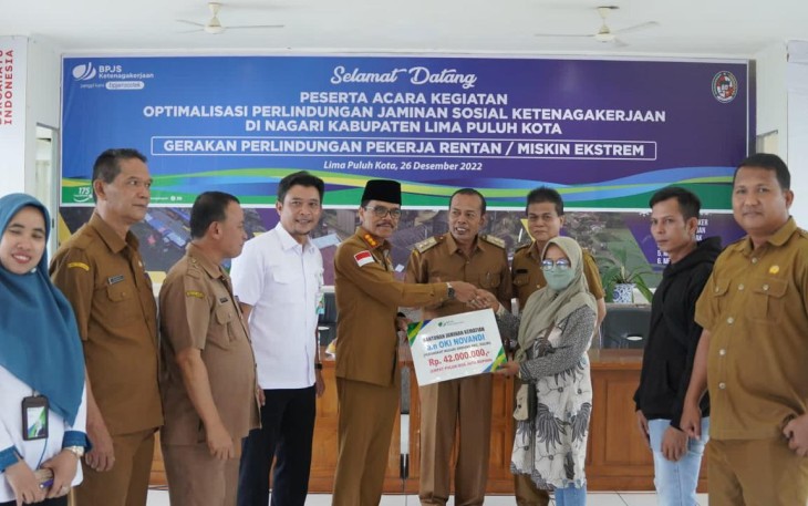 Pemkab Limapuluh Kota menggandeng BPJS Ketenagakerjaan menyelenggarakan Fokus Grup Discussion bersama Wali Nagari, Camat dan sejumlah Kepala Perangkat Daerah di Limapuluh Kota.