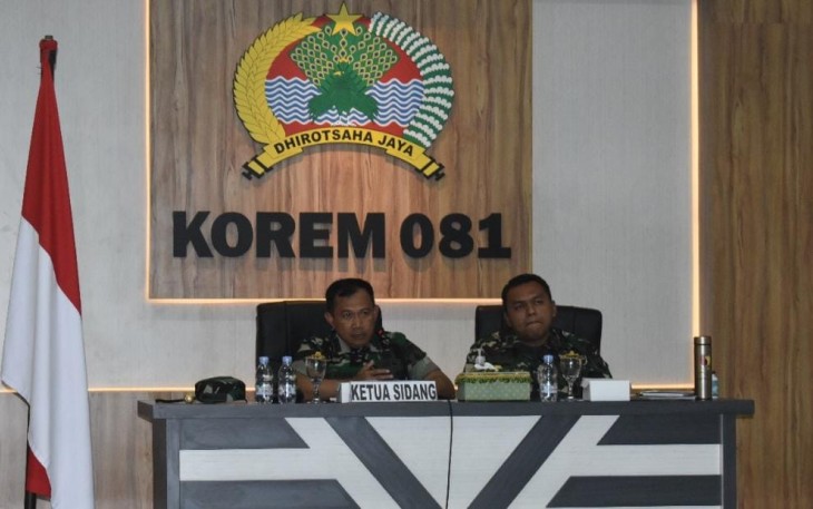 Danrem Kolonel Deni Rejeki saat Pimpin Sidang Pankar anggota Sejajaran Korem 081/DSJ 