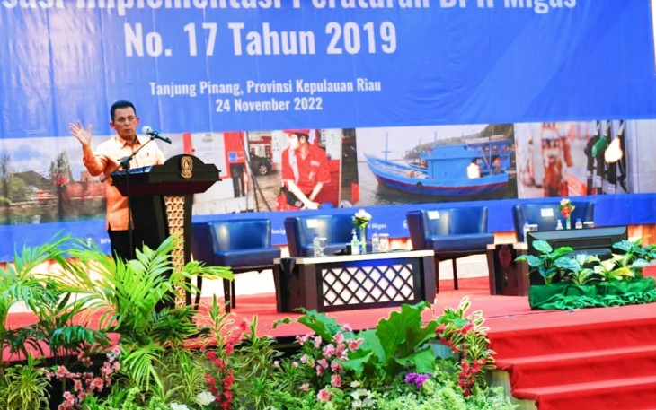Gubernur Prov Kepri Ansar Ahmad saat sampaikan sambutan.