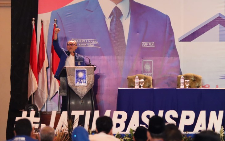 Ketua Umum PAN Zulhas saat membuka Rakerwil Jatim, di Surabaya, Sabtu 30 Juli 2022.