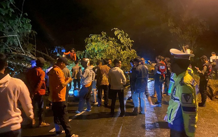 Pasca proses evakuasi pohon tumbang halangi jalan, Kamis malam (07/04/2022).