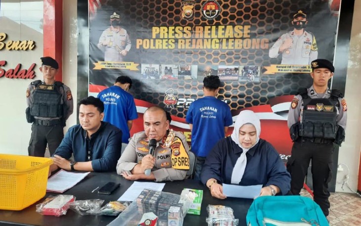 Polres Rejang Lebong Polda Bengkulu saat konferensi pers, Selasa (11/10).
