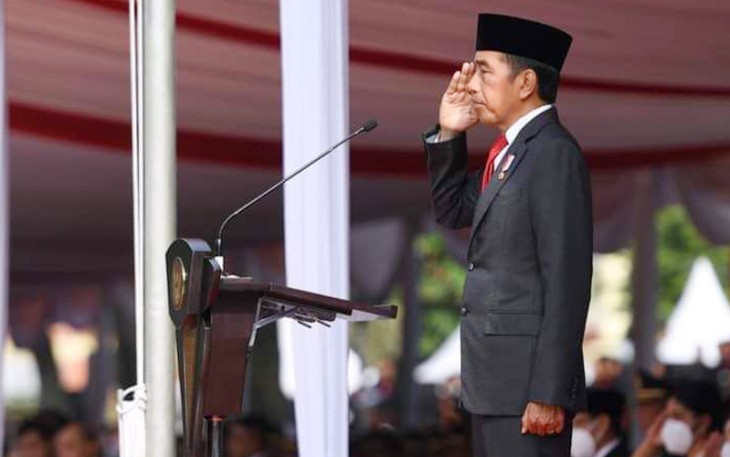 Presiden Joko Widodo saat peringatan hari Kesaktian Pancasila di Monumen Pancasila Sakti Lubang Buaya, Sabtu (1/10).