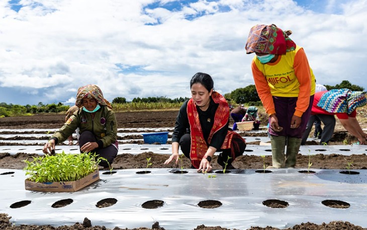 Puan saat bersama petani Tapanuli Utara September lalu.