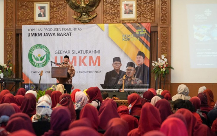 Asisten Deputi Pengembangan SDM Perkoperasian dan Jabatan Fungsional Deputi Bidang Perkoperasian KemenKopUKM Nasrun Siagian dalam Silaturahmi UMKM Kota dan Kabupaten Sukabumi, Sabtu (17/9).
