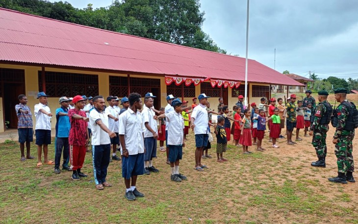 Bentuk Karakter Anak Diwilayah Pedalaman Perbatasan Satgas Pamtas Statis RI-PNG Yonif 111/KB Siap Memberikan Tenaga Pendidik