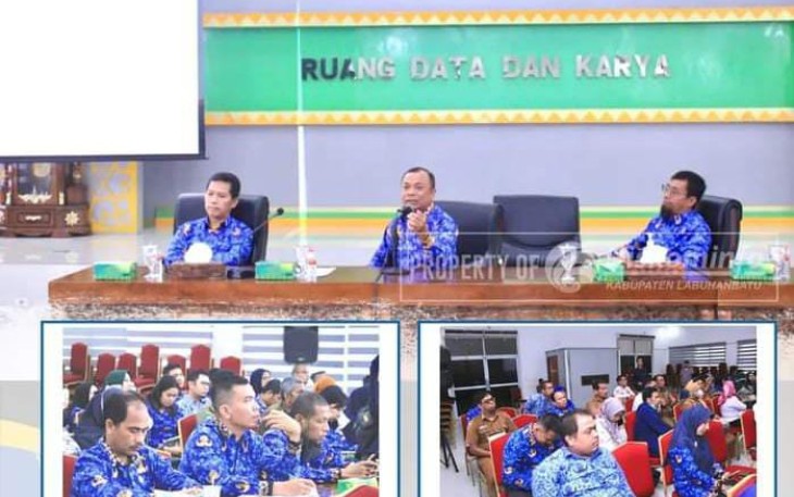 Rapat persiapan laporan kinerja instansi pemerintah tahun 2022 diruang Data dan Karya Kantor Bupati Labuhanbatu jalan SM.Raja Rantauprapat Kecamatan Rantau Selatan, Selasa (17/1/2022).