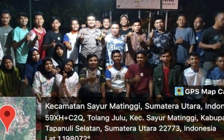 Bhabinkamtibmas Polsek Batang Angkola, Aipda Bobby Rahman, hadiri acara Halal Bihalal warga Desa Tolang Julu, Kecamatan Sayurmatinggi, Kabupaten Tapanuli Selatan (Tapsel), Sabtu (29/4/2023) malam.
