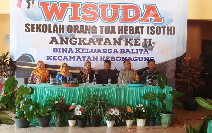 Babinsa Koramil 0801/02 Kebonagung Kodim 0801/Pacitan Koptu Wawan menghadiri kegiatan wisuda melalui program Sekolah Orang Tua Hebat (SOTH) Angkatan Ke II TA. 2023, yang berlangsung di Balai Desa Sanggrahan, Kec. Kebonagung, Kab. Pacitan, Jumat (22/12/2023)