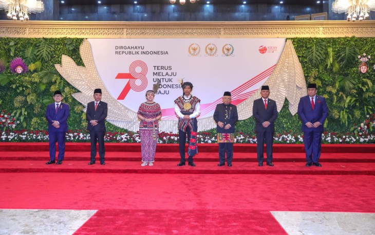 Puan saat menyampaikan pidato dalam Sidang Paripurna Pembukaan Masa Persidangan I DPR RI Tahun Sidang 2023-2024 yang digelar di Gedung Nusantara, Kompleks Parlemen, Senayan, Jakarta, Rabu (16/8/2023).
