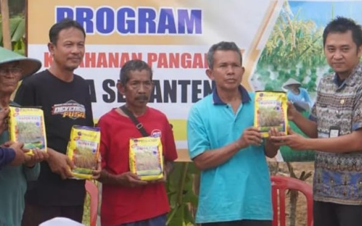 Babinsa Koramil 0801/01 Pacitan Dampingi Para Petani Menerima Bantuan Benih Padi