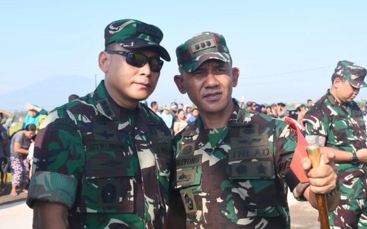 Danrem 081/DSJ Kolonel Inf H. Sugiyono selaku Dansatgaspamwil ditemui usai pengamanan di Pasar Beran.
