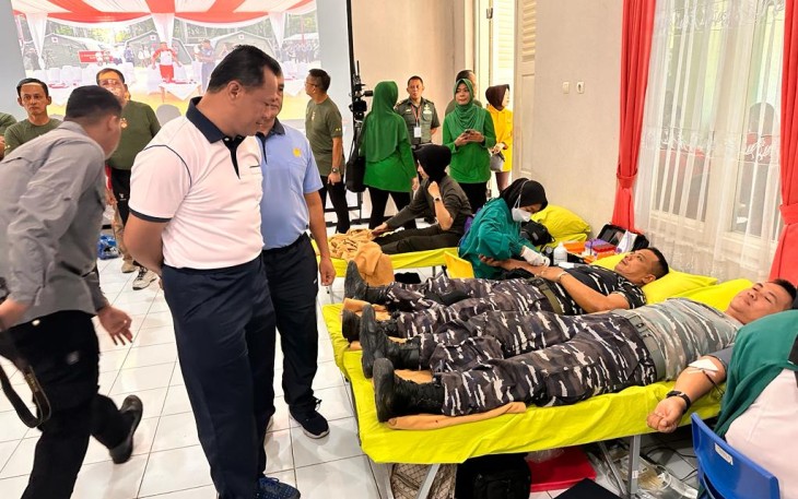 Danlanal Semarang Ikuti Bakti Sosial Donor Darah Gabungan TNI