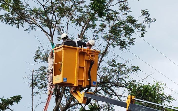 Petugas sedang mengevakuasi jasad Paryanto (54) dari atas pohon pete, di Dusun Tuwuhan, Desa Suruh Kalang, Jaten, Karanganyar