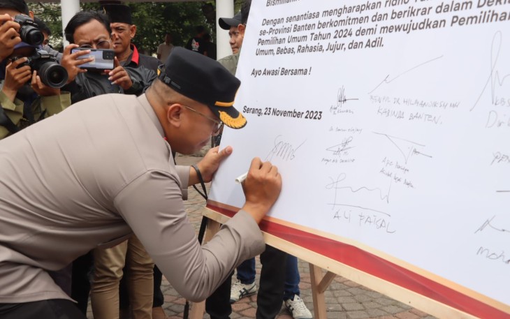 Polda Banten Hadiri Apel Siaga Pengawasan Pemilu Tahun 2024