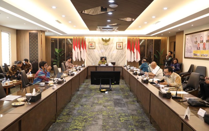 Rapat Dewan Pengawas (Dewas) Perdagangan Bebas dan Pelabuhan Bebas (PBPB) Batam di Kantor Kementerian Koordinator Bidang Perekonomian, Selasa (2/5/2023).