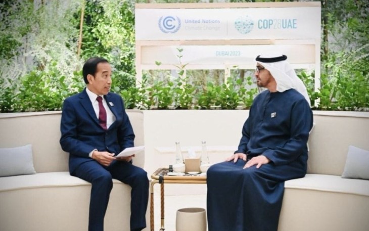Presiden Joko Widodo saat bertemu empat mata dengan Presiden Persatuan Emirat Arab (PEA) Sheikh Mohamed bin Zayed Al Nahyan (MBZ