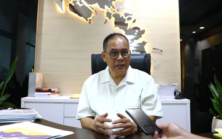 Anggota Bidang Pengelolaan Kawasan dan Investasi, Sudirman Saad usai memimpin rapat mitigasi risiko Rempang Eco City Bersama BPKP Kepri di BP Batam, Rabu, (25/10/2023).