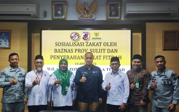 Zona Bakamla Tengah Terima saat Kunjungan BAZNAS Provinsi Sulut di Kantor Zona Bakamla Tengah, Manado, Sabtu (15/4/2023).