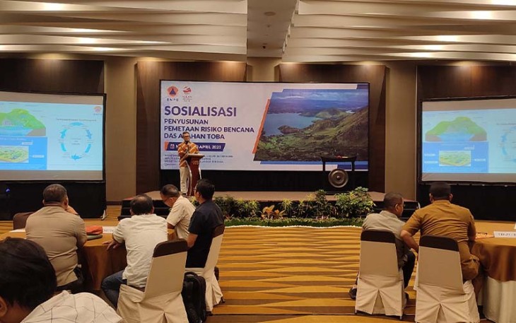 Sosialisasi penyusunan peta risiko bencana Daerah Aliran Sungai (DAS) Asahan–Toba di Kota Medan, Provinsi Sumatra Utara, Senin (10/4) yang lalu.