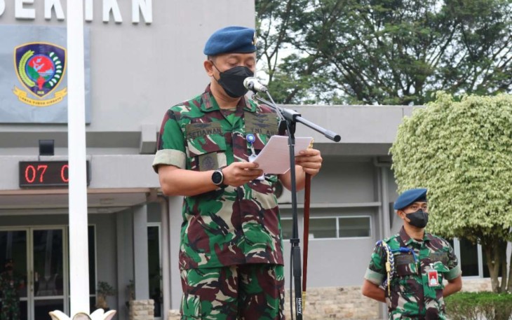 Komandan Kosek IKN Marsma TNI Setiawan saat membacakan amanat Kasau, Senin (2/1)