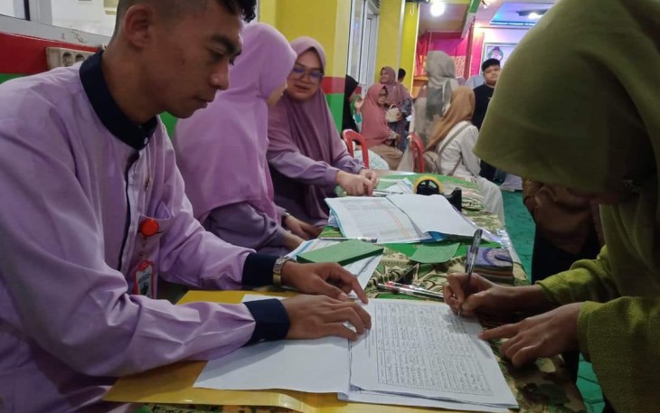 Calon santri Pondok Pesantren Kauman Muhammadiyah mengikuti tes seleksi calon santri baru tahun pelajaran 2023/2024.