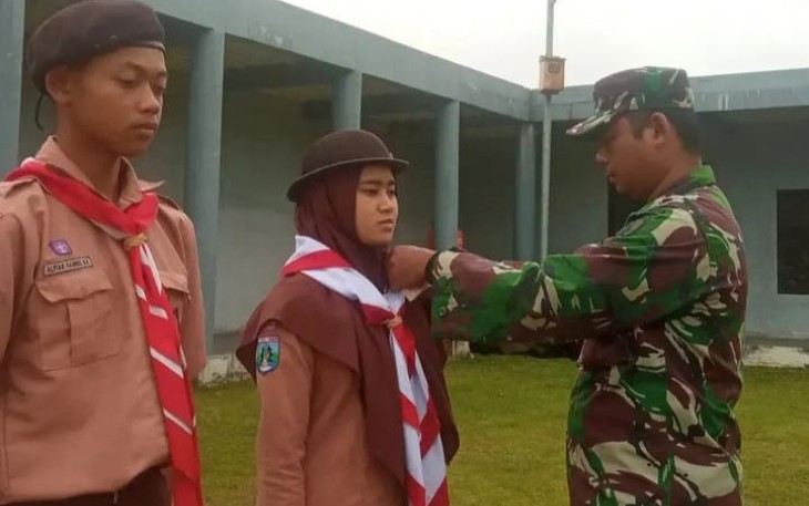 Serda Agus saat menutup kegiatan persami Saka Wira Kartika 